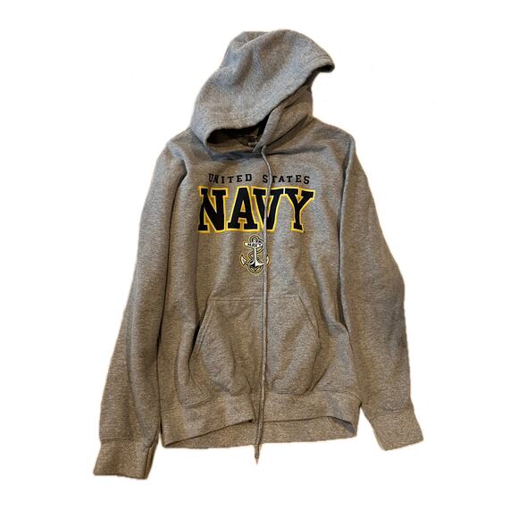 Gildan US Navy Pullover Gray hoodie Mens M - Picture 1 of 4